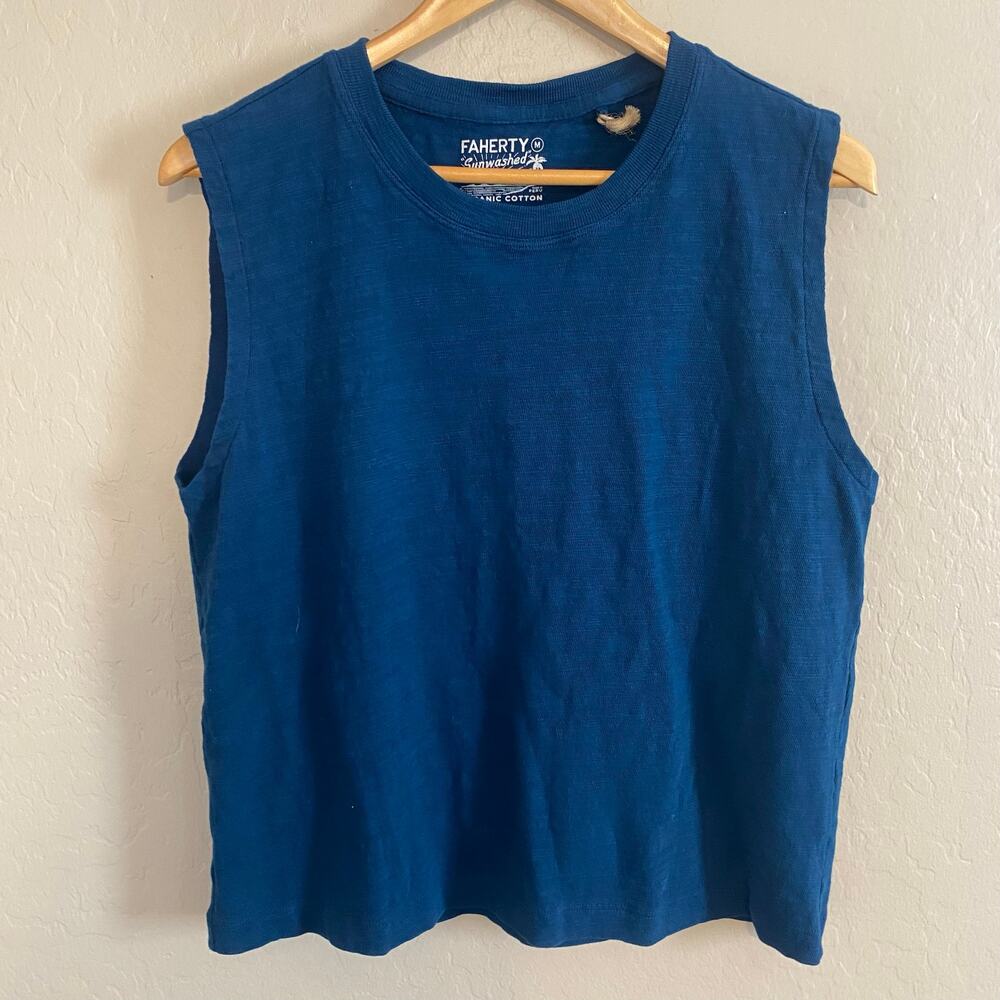 NWOT Faherty Sunwashed Slub Muscle Tank Top Womens Sz Medium 100% Organic Cotton